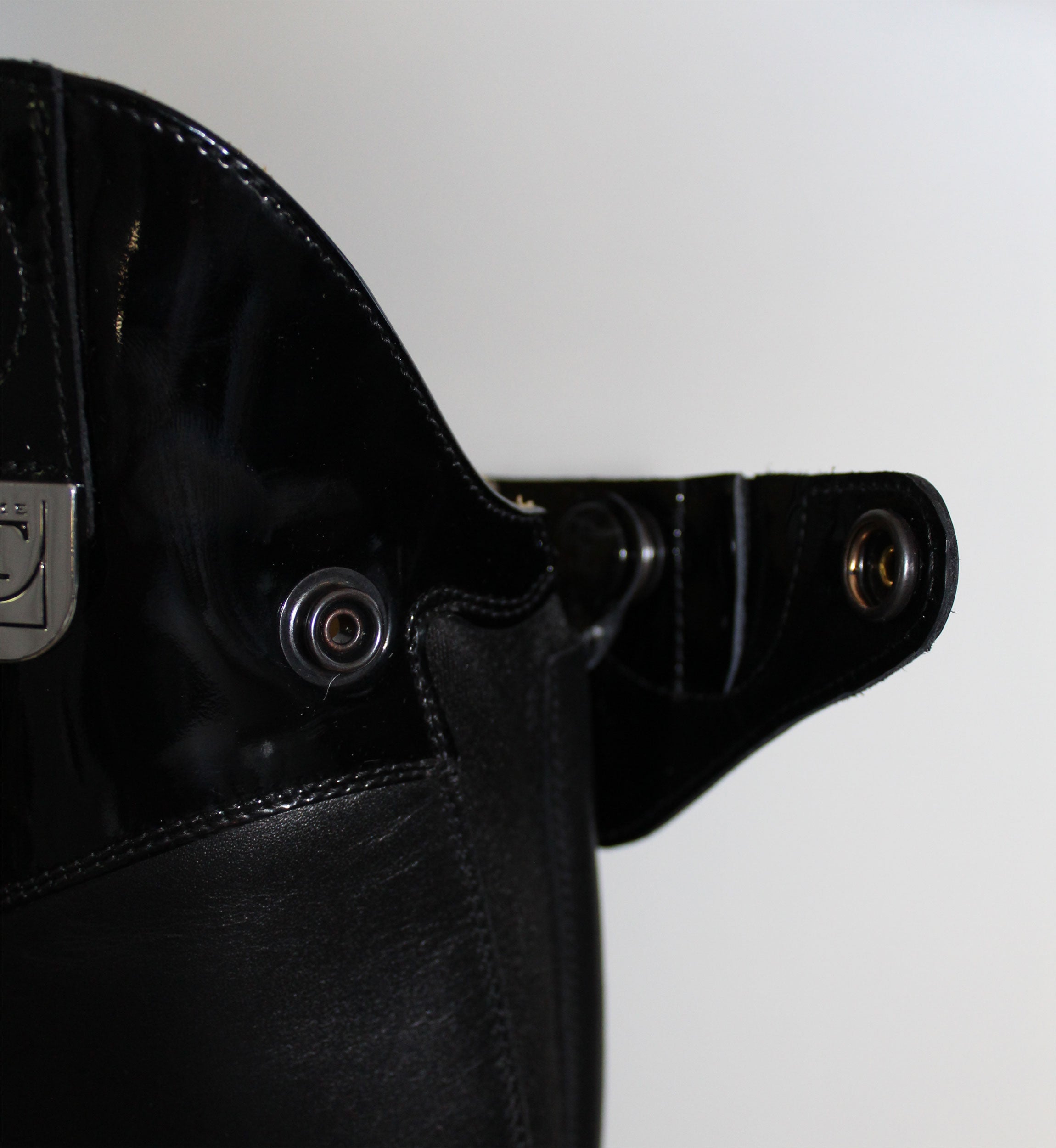 TUCCI Glässini Lack mit ETEX Reitstiefel (Verstärkung) Schwarz mit Schnürung