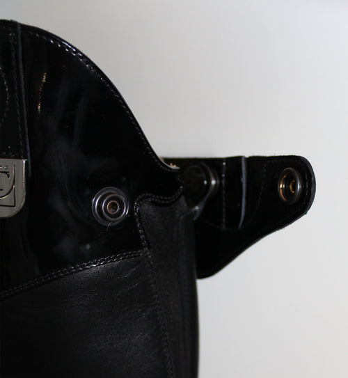 TUCCI Glässini Lack mit ETEX Reitstiefel (Verstärkung) Schwarz mit Schnürung