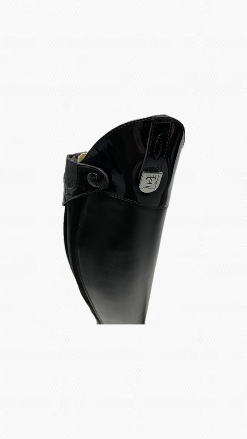 TUCCI Glässini Sofia Lack mit ETEX Reitstiefel (Verstärkung) Schwarz ohne Schnürung