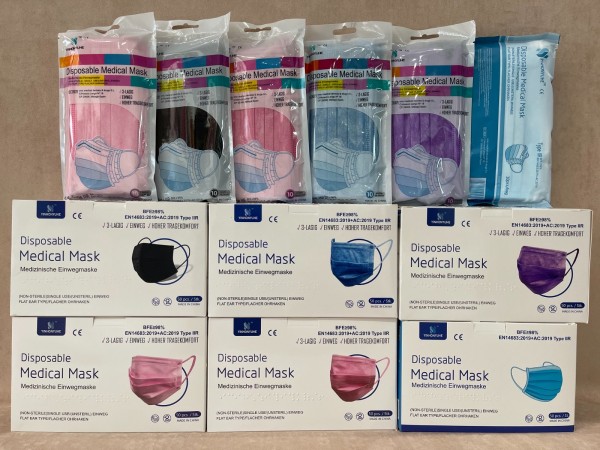 YinhonYuhe Schwarz Erwachsene Medical Mask Medizinische Einwegmaske 3-Lagig 50Stück/ 1 Pack
