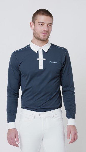 SAMSHIELD Arthur Herren Langarm Shirt Navy und Weiß